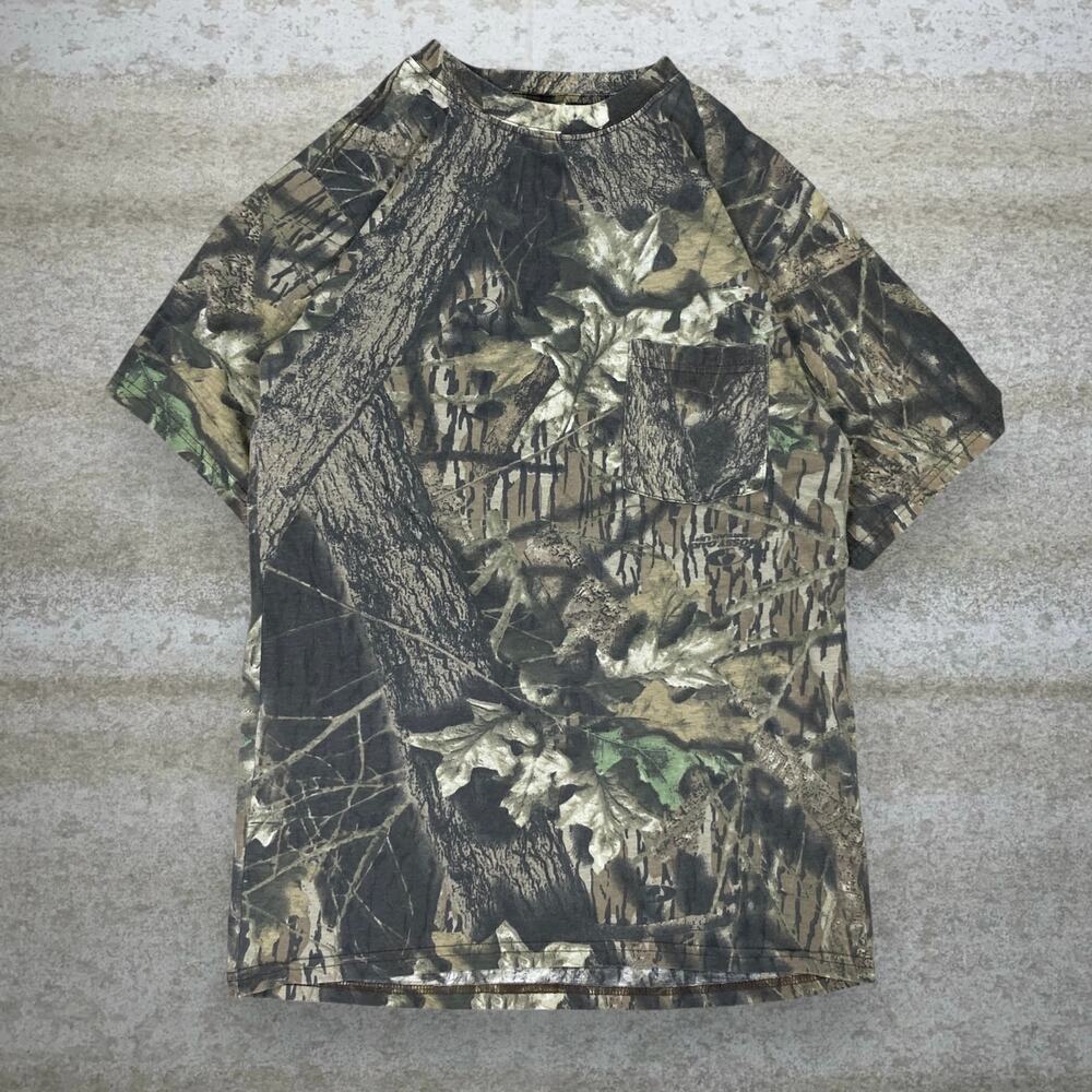 Vintage 90s Mossy Oak Shirt Mens XL Hunting Camo Cotton Short Sleeve Woodland - Picture 1 of 5